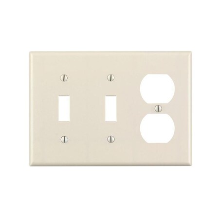 Ezgeneration Light Almond 3-Gang, 2-Toggle with 1-Duplex Combo Wall Plate, White EZ778458